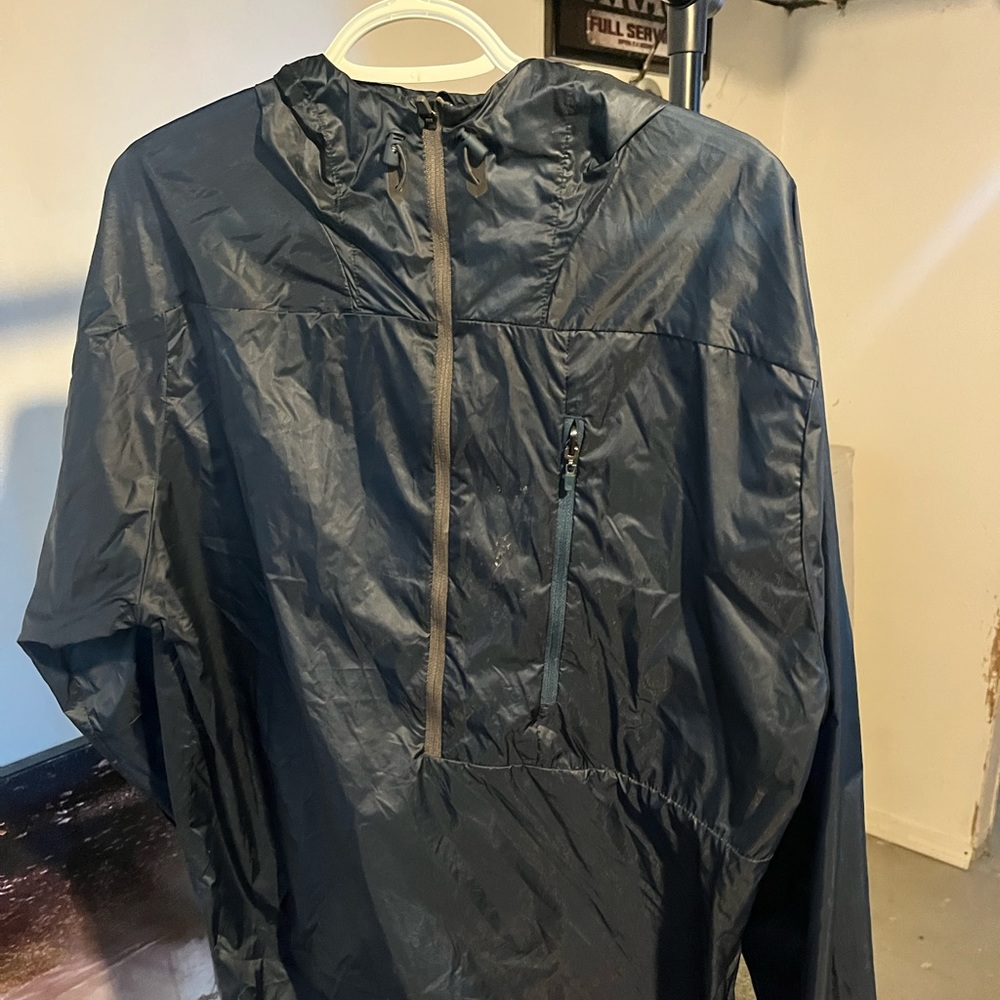 Zakti Windbreaker Pullover Navy Blue/Green Hoodie Rain Jacket Adult Large